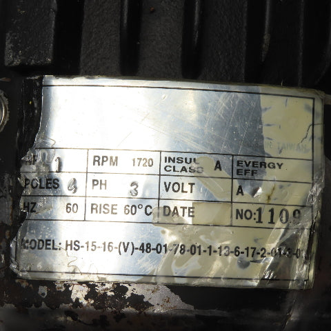 1HP Cast Iron Electric Motor 3Ph 1720RPM 230/460V 60Hz