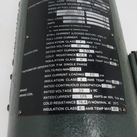 Heenan Drives ACM 9032 3kW 4HP Eddy Current VSD Drive Motor 230/460V 3Ph 3400RPM