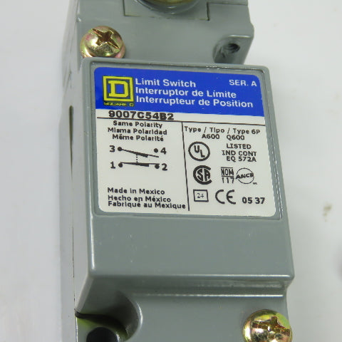Square D 9007C54B2 Limit Switch 600VAC 250VDC 6P W/ 10° Operating Head NEW