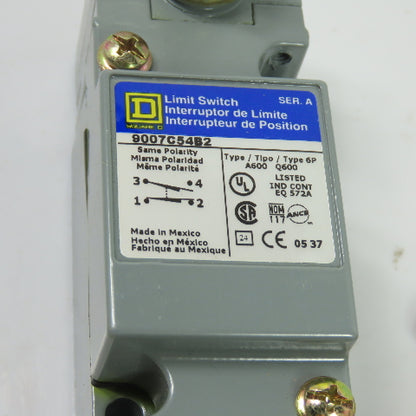 Square D 9007C54B2 Limit Switch 600VAC 250VDC 6P W/ 10° Operating Head NEW