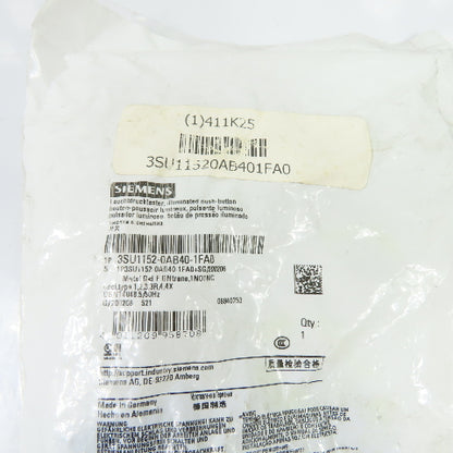 Siemens 3SU1152-0AB40-1FA0 Illuminated Green Push-Button Switch NEW