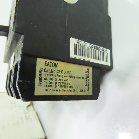 Eaton GHB3050 50A 3-Pole Industrial Circuit Breaker 277/480VAC 125/250VDC NEW