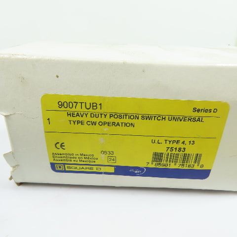 Square D 9007TUB1 Heavy Duty Position Limit Switch Universal 120-600VAC 20A NEW