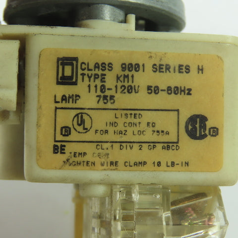 Square D 9001-KM1 Class 9001 Type KM1 Ser H Illuminated Push Button Switch Base