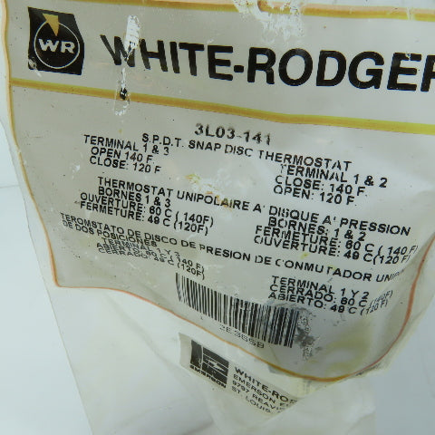 White-Rodgers 3L03-141 S.P.D.T. Snap Disc Thermostat 60T13 140F Open 120F Close