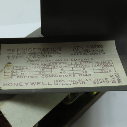 Honeywell T6031A Refrigeration Temperature Control