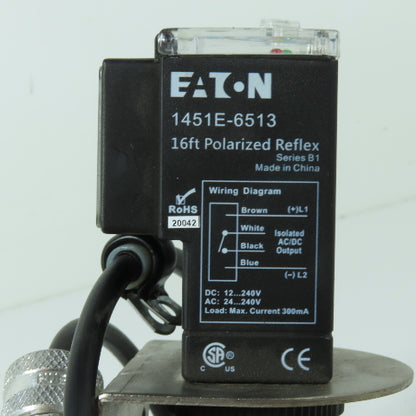 Eaton 1451E-6513 Polarized Reflex Photoelectric Sensor 12-24 AC/DC