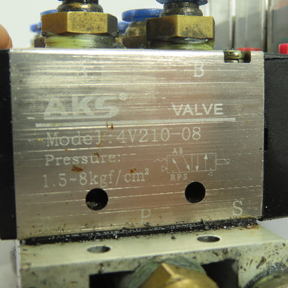 AKS 4V210-08 5-Station Solenoid Valve Manifold Block 24VDC 1.5-8kgf/cm2