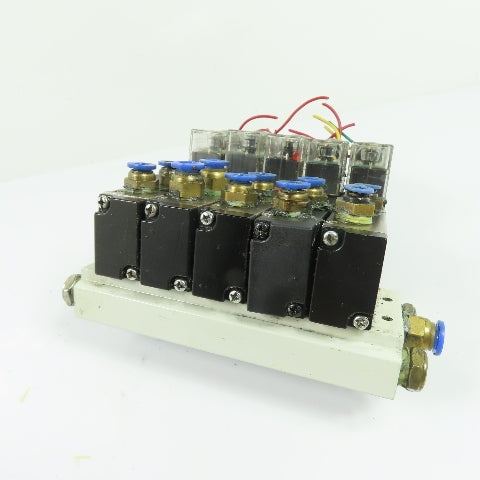 AKS 4V210-08 5-Station Solenoid Valve Manifold Block 24VDC 1.5-8kgf/cm2