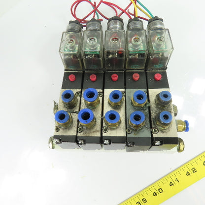 AKS 4V210-08 5-Station Solenoid Valve Manifold Block 24VDC 1.5-8kgf/cm2