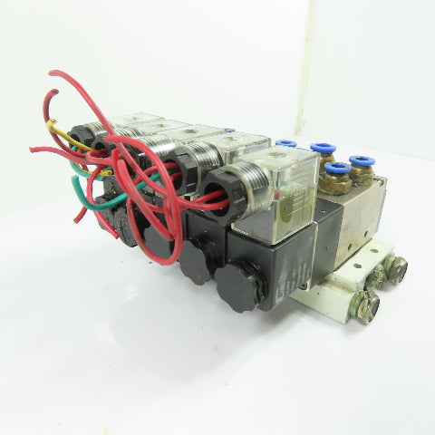 AKS 4V210-08 5-Station Solenoid Valve Manifold Block 24VDC 1.5-8kgf/cm2