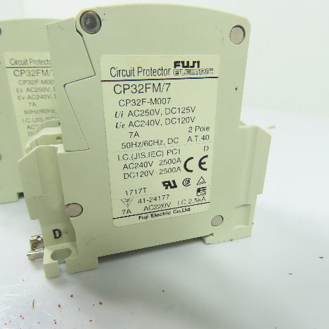 Fuji CP32F-M007 CP32FM/7 Circuit Protectors 2-Pole 7A 240VAC 120VDC Lot Of 3
