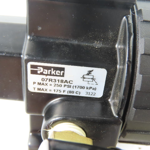 Parker 07R318AC Pneumatic Pressure Regulator 250 PSI Max 1/2" NPT