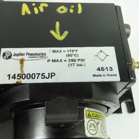Jupiter 20500075JP 14500075JP Air Filter Regulator Lubricator 250PSI 3/4"NPT