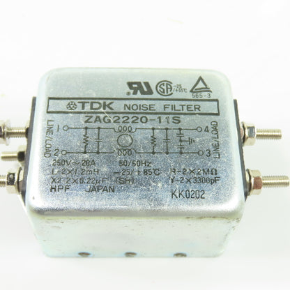 TDK ZAG2220-11S Noise Filter 250V 20A 50/60Hz