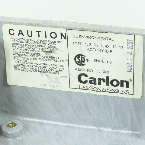 Carlon CJ1085 10" x 8" x 6" Hinged Non-Metallic NEMA 4X Electrical Enclosure