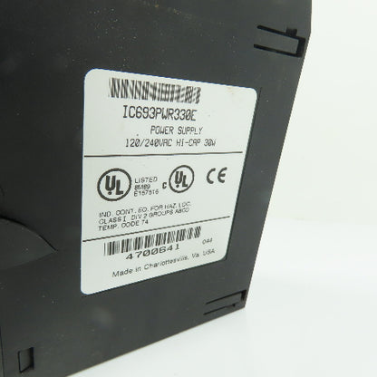 GE Fanuc IC693PWR330E High Capacity Power Supply 120/240VAC Input 24VDC Output