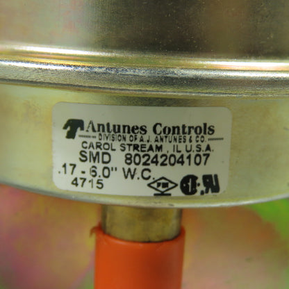 Antunes Controls 8024204107 SMD Gas Air Flow Switch 0.17-6.0 W.C. NEW
