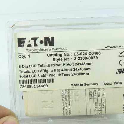 Eaton 3-2300-002A E5-024-C0408 8-Digit LCD Totalizer Counter 24x48mm