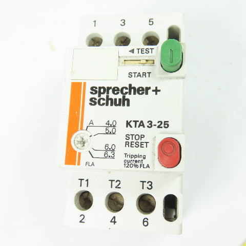 Sprecher + Schuh KTA 3-25 Manual Motor Starter Protector 4-6.3A 600V
