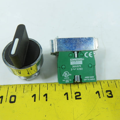 Dayton 30G075 30G265 Maintained 22mm 2-Position Selector Switch 600V