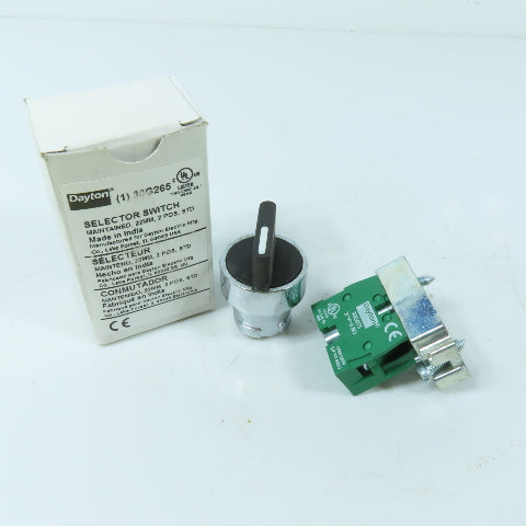 Dayton 30G075 30G265 Maintained 22mm 2-Position Selector Switch 600V