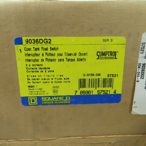 Square D 9036DG2 Open Tank Float Switch 2-Pole NEMA 1 Pumptrol