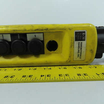 R&M Materials Handling PBXA08YY 8-Button Pendant Control Station Box Labeled