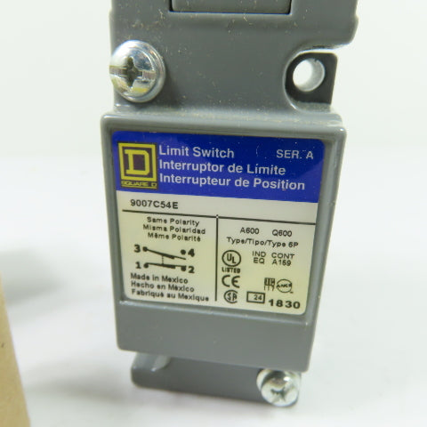 Square D 9007C54E Heavy Duty Limit Switch Plunger Type A600 Q600 NEMA 6P NEW