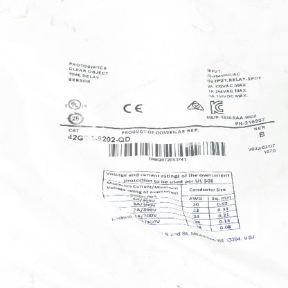 Allen-Bradley 42GTC-9202-QD Photoswitch Photoelectric Sensor 70-264VDC/AC NEW
