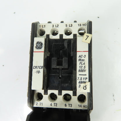 GE General Electric CR7CB IEC Contactor 600Vac W/ CR7G1WN Overload Relay 10-13A