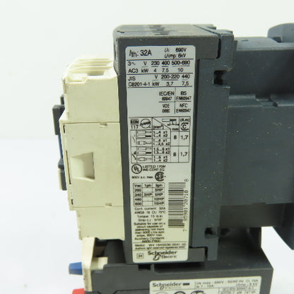 Schneider Electric LC1D18 Contactor W/ LRD14 Overload Relay 120V Coil 32A Ith