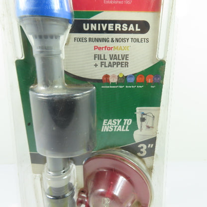 Fluidmaster 400CAR3 Universal PerforMAX Toilet Fill Valve and 3" Flapper Kit