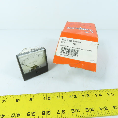 Simpson 02599 0-15ACA 918-2906 0-15ACA AC Amperes Panel Meter