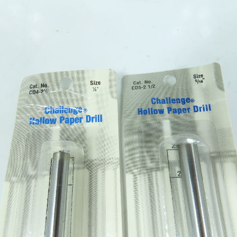 Challenge CD5-2-1/2 CD4-2-1/2 Hollow Paper Drills 1/4" & 5/16" Sizes Lot of 2