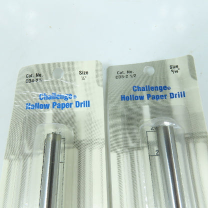 Challenge CD5-2-1/2 CD4-2-1/2 Hollow Paper Drills 1/4" & 5/16" Sizes Lot of 2