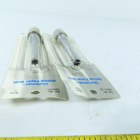 Challenge CD5-2-1/2 CD4-2-1/2 Hollow Paper Drills 1/4" & 5/16" Sizes Lot of 2