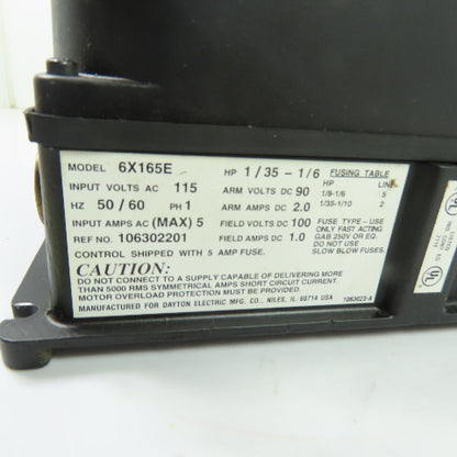 Dayton 6X165E DC Speed Control 115VAC Input 90VDC Armature 2.0A