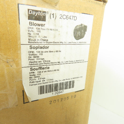 Dayton 2C647D PSC Blower 1/70HP 115V 1Ph 134CFM