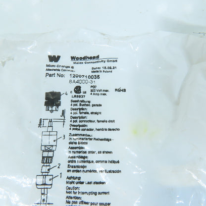 Woodhead 1200710035 Lot of 2 Micro-Change 4-Pole Straight Female Connectors