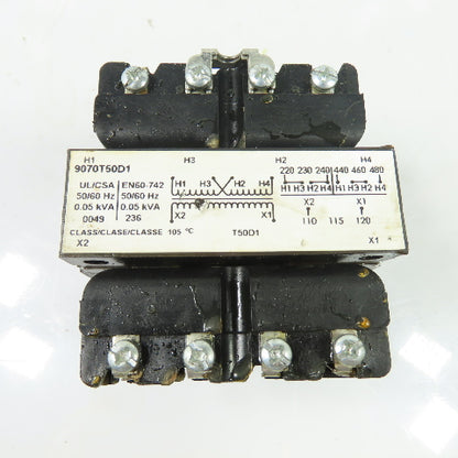 Square D 9070T50D1 Industrial Control Transformer 50VA 240/480V Pri 120V Sec 1Ph