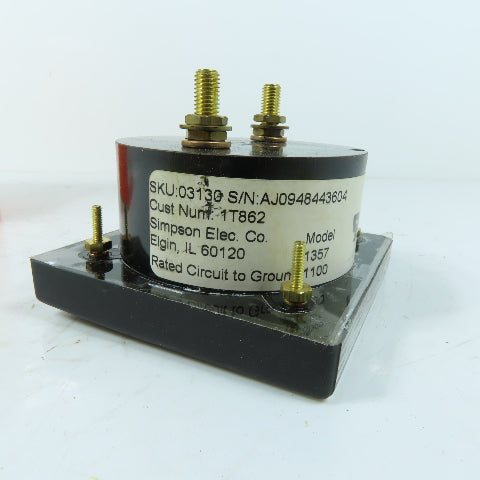 Simpson 1357 AC Amperes Panel Meter 0-1.0A