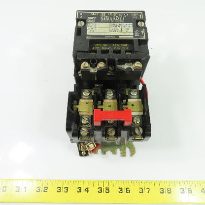 Square D 8536 NEMA Size 1 3Ph Magnetic Motor Starter 600V Max 3-Pole