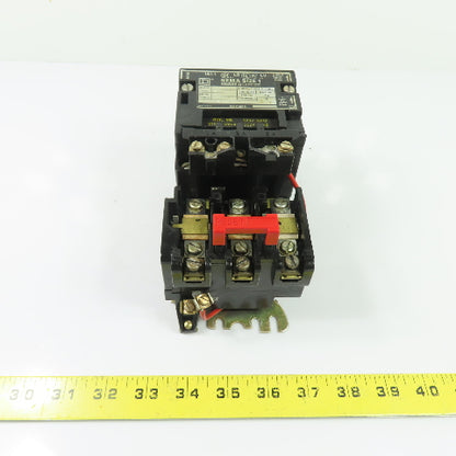 Square D 8536 NEMA Size 1 3Ph Magnetic Motor Starter 600V Max 3-Pole