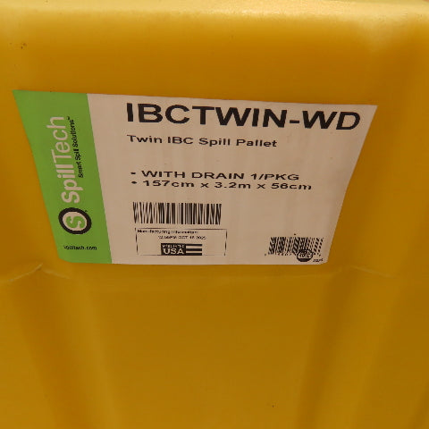 SpillTech IBCTWIN-WD Twin IBC Spill Pallet W/ Drain 61.625" W x 124.5"L x 22" H