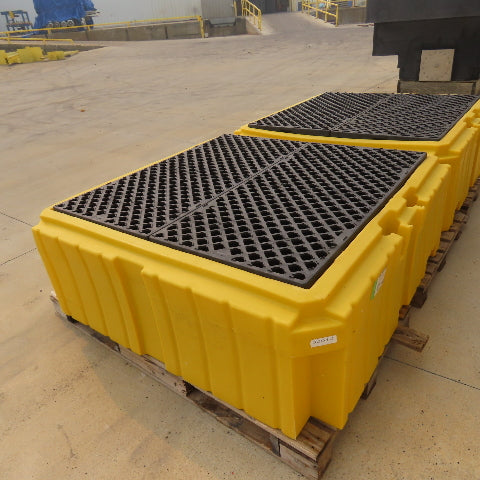 SpillTech IBCTWIN-WD Twin IBC Spill Pallet W/ Drain 61.625" W x 124.5"L x 22" H