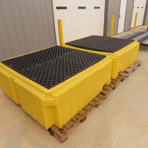 SpillTech IBCTWIN-WD Twin IBC Spill Pallet W/ Drain 61.625" W x 124.5"L x 22" H