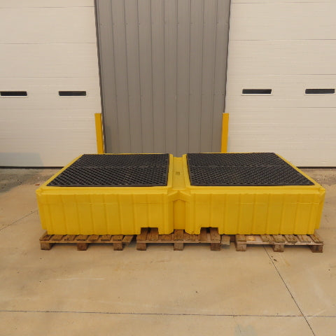 SpillTech IBCTWIN-WD Twin IBC Spill Pallet W/ Drain 61.625" W x 124.5"L x 22" H