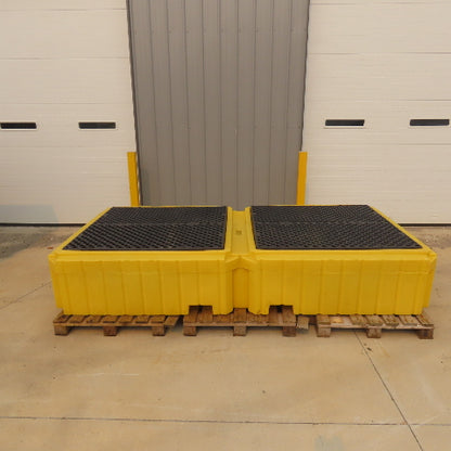 SpillTech IBCTWIN-WD Twin IBC Spill Pallet W/ Drain 61.625" W x 124.5"L x 22" H