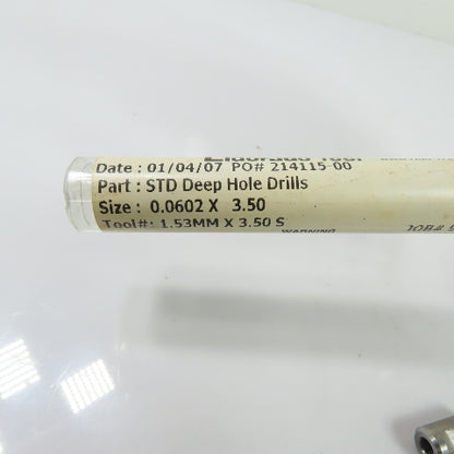Drill Masters Eldorado Tool 0.0602 x 3.50" Solid Carbide STD Deep Hole Drill